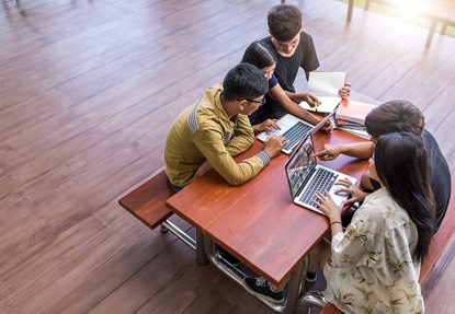 Back to school education knowledge college university concept, Students Education Social Media Laptop Tablet