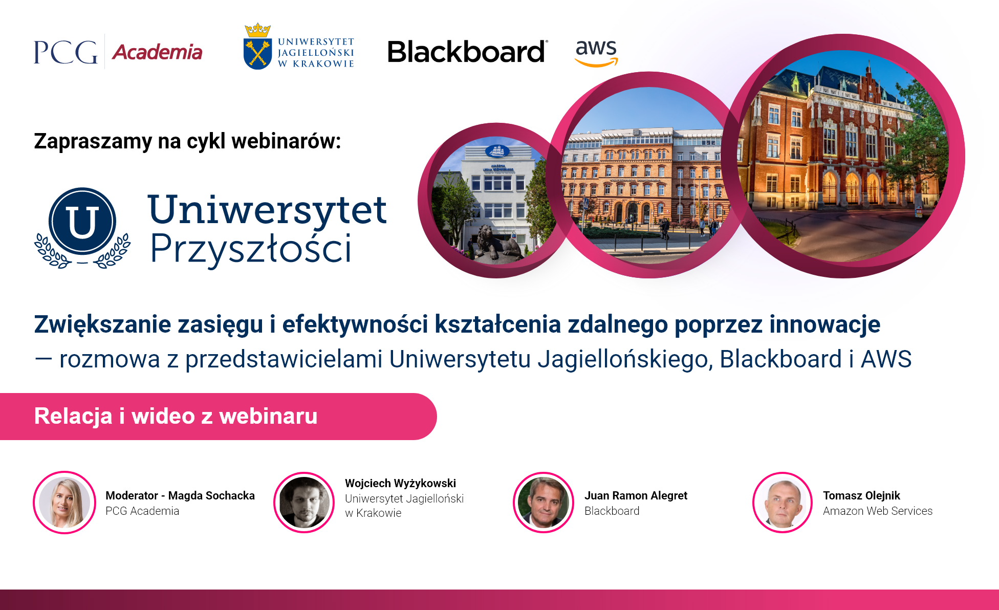 Relacja z webinarium: Zwiększanie zasięgu i efektywności kształcenia zdalnego poprzez innowacje — rozmowa z przedstawicielami Uniwersytetu Jagiellońskiego, Blackboard i AWS